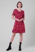 Womens V-neck Button Through Dress