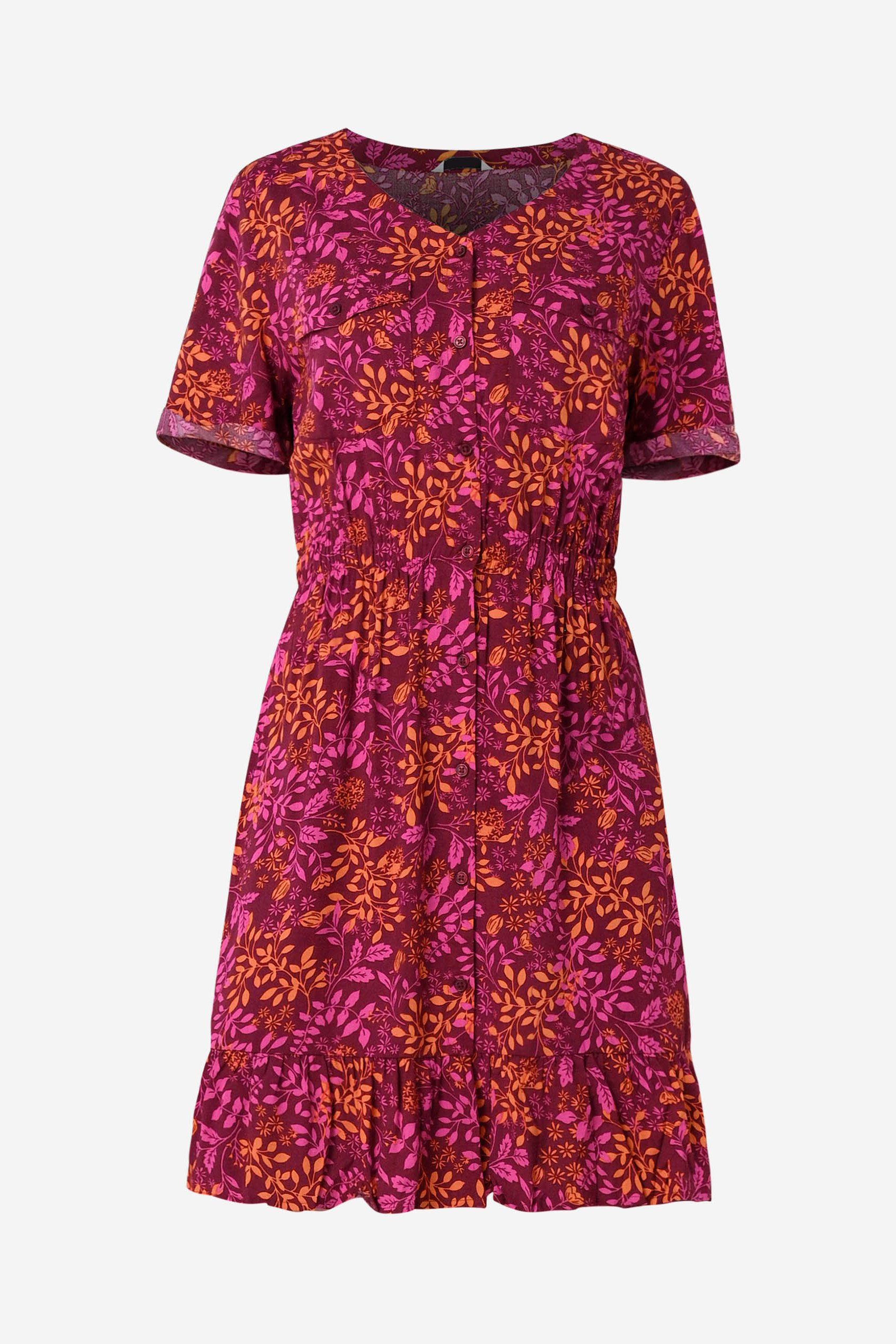 Womens V-neck Button Through Dress