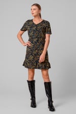 Womens V-neck Button Through Dress