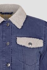 Borg Collar Cropped Denim Jacket