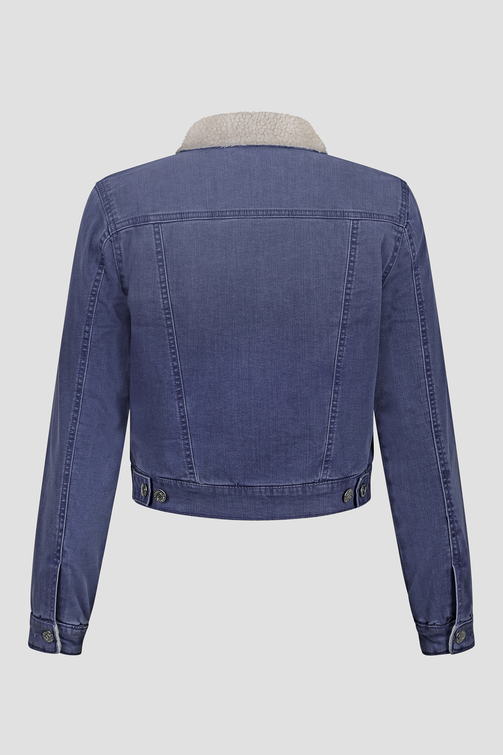 Borg Collar Cropped Denim Jacket