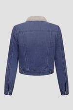 Borg Collar Cropped Denim Jacket
