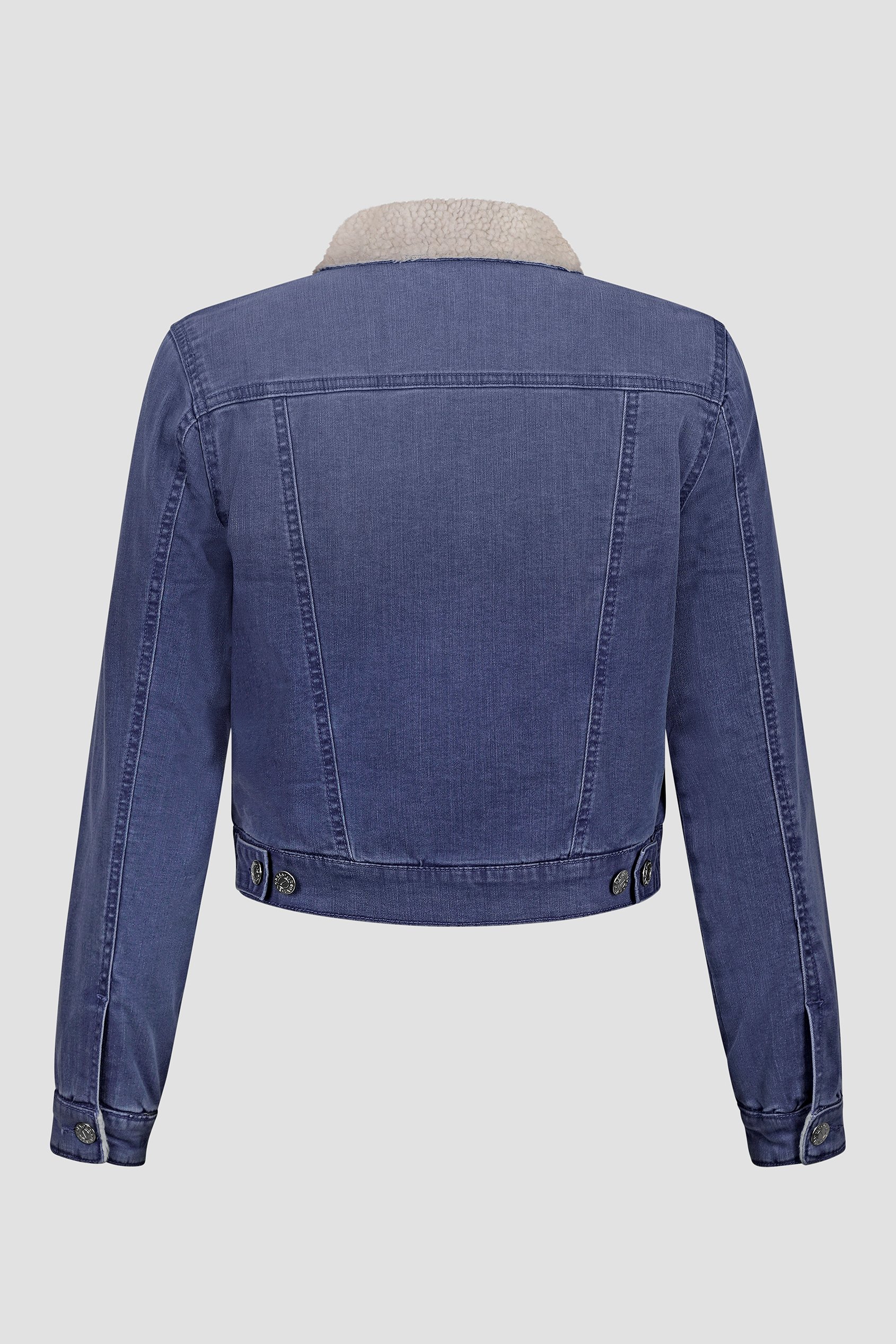 Borg Collar Cropped Denim Jacket