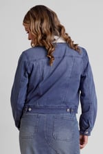 Borg Collar Cropped Denim Jacket