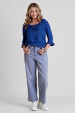 Decorative Button Cropped Wide Leg Jeans