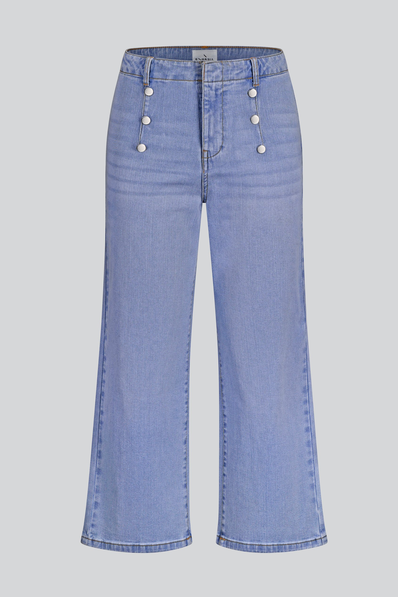 Decorative Button Cropped Wide Leg Jeans