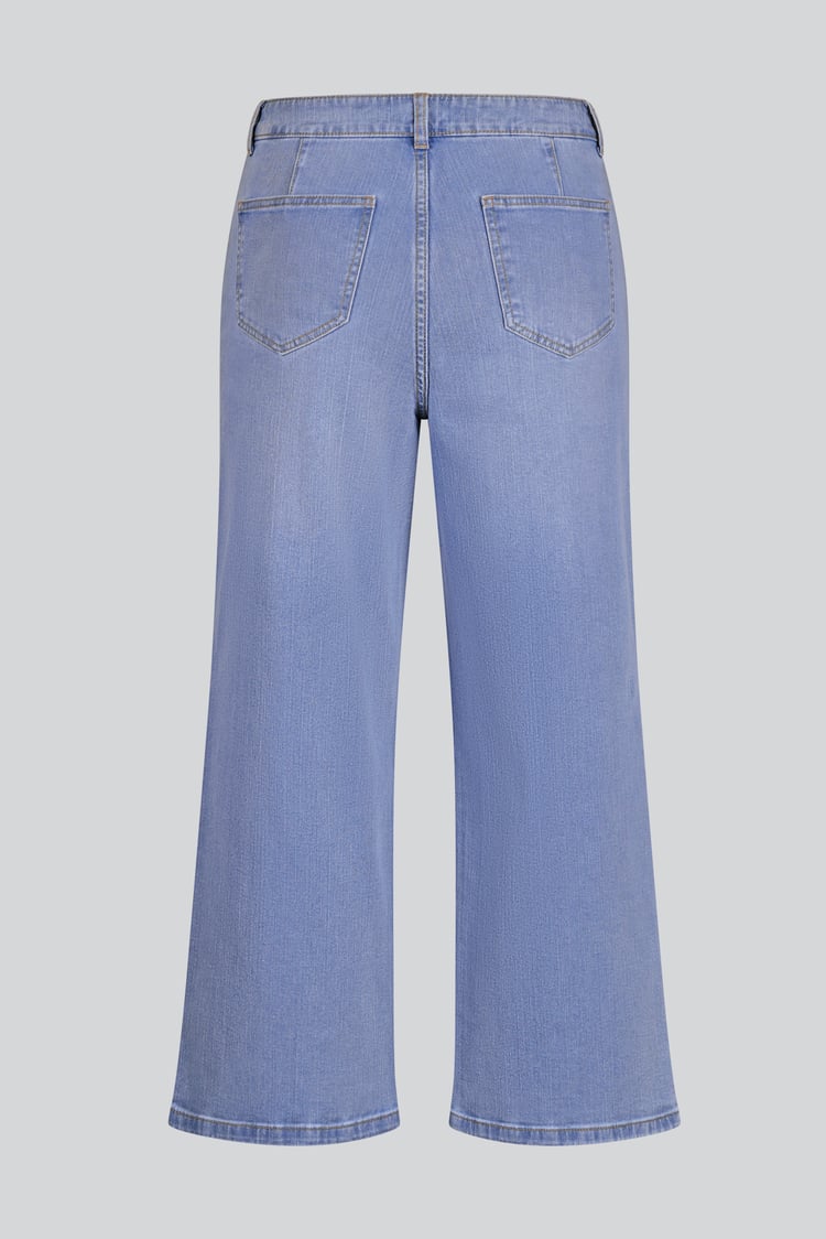 Decorative Button Cropped Wide Leg Jeans