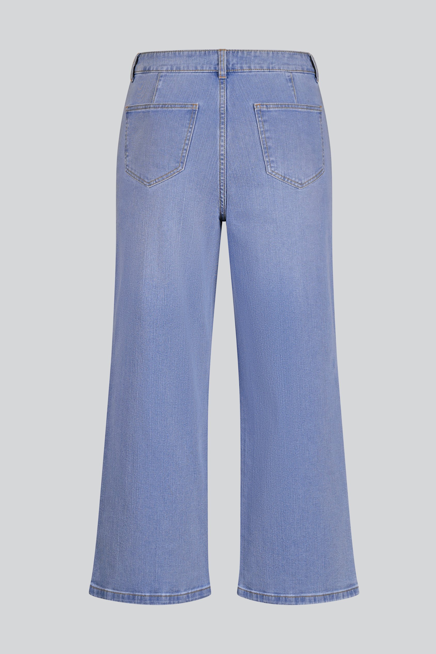 Decorative Button Cropped Wide Leg Jeans