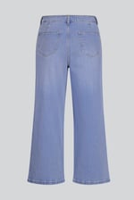 Decorative Button Cropped Wide Leg Jeans