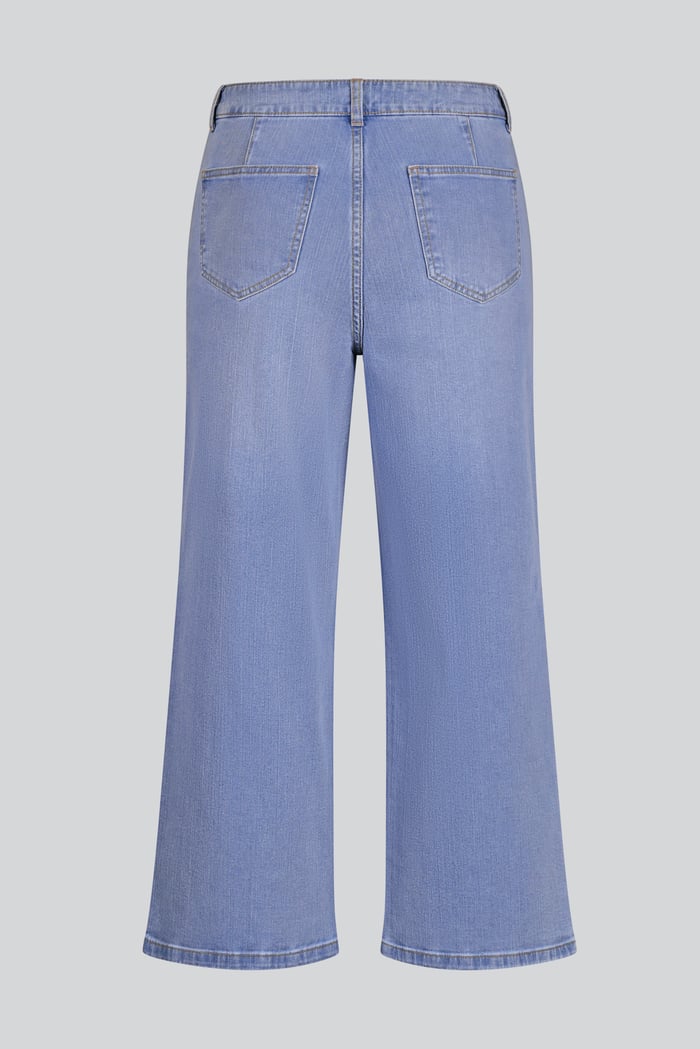 Decorative Button Cropped Wide Leg Jeans