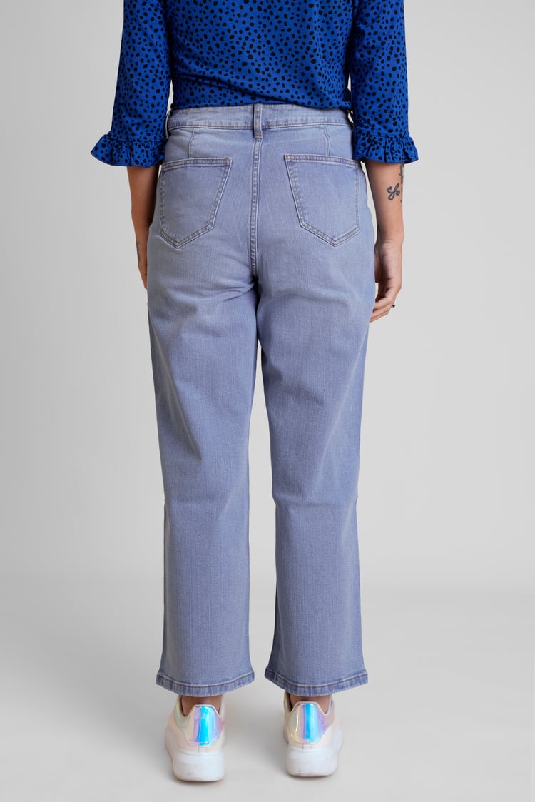 Decorative Button Cropped Wide Leg Jeans