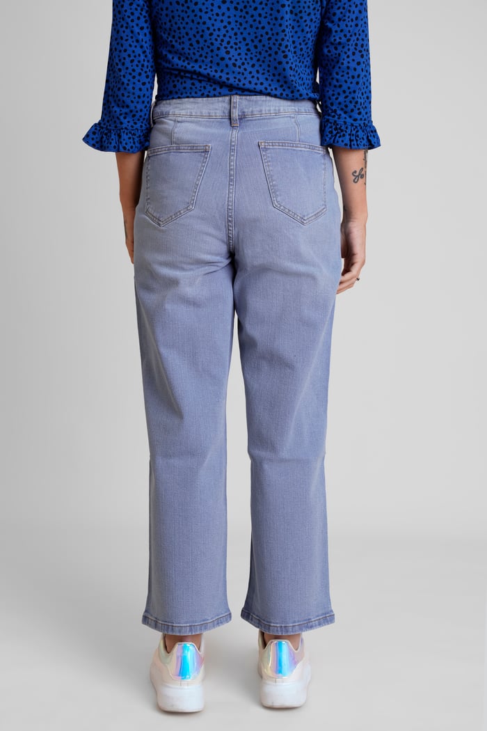 Decorative Button Cropped Wide Leg Jeans