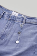 Decorative Button Cropped Wide Leg Jeans