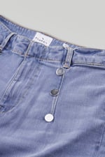 Decorative Button Cropped Wide Leg Jeans