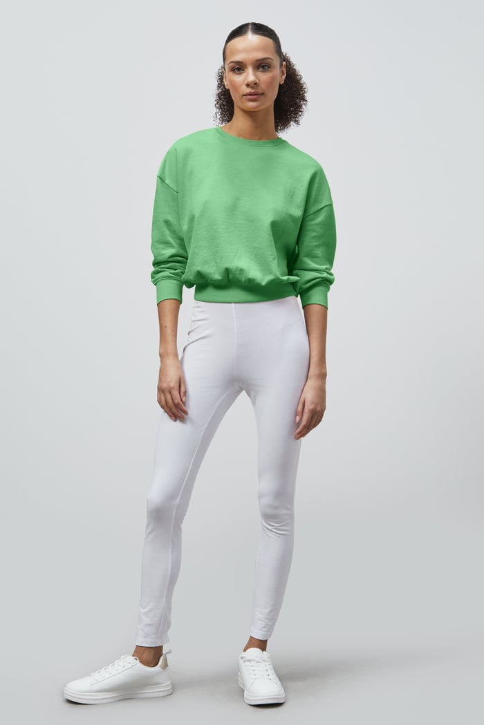 Ribbed Hem Cropped Sweatshirt