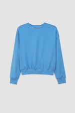 Ribbed Hem Cropped Sweatshirt