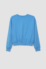 Ribbed Hem Cropped Sweatshirt