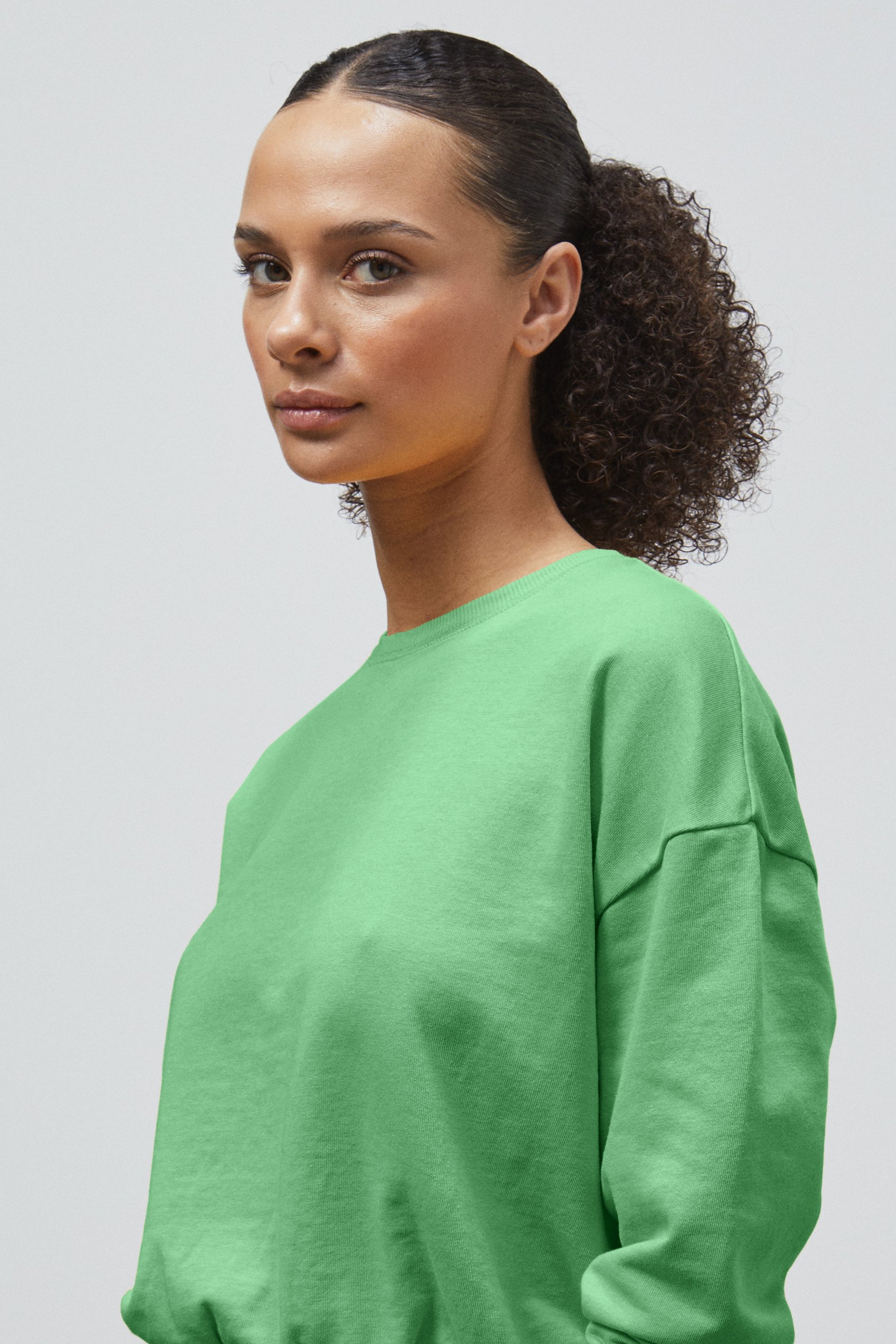 Ribbed Hem Cropped Sweatshirt