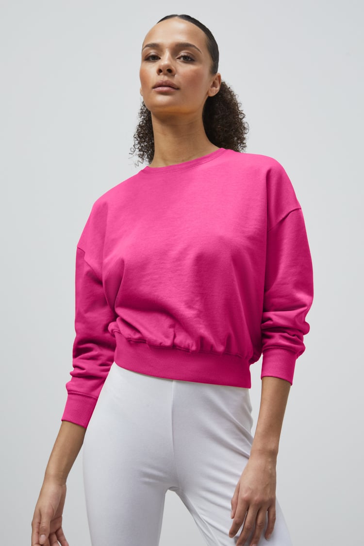 Ribbed Hem Cropped Sweatshirt