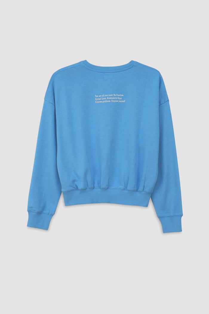 Ribbed Hem Cropped Sweatshirt