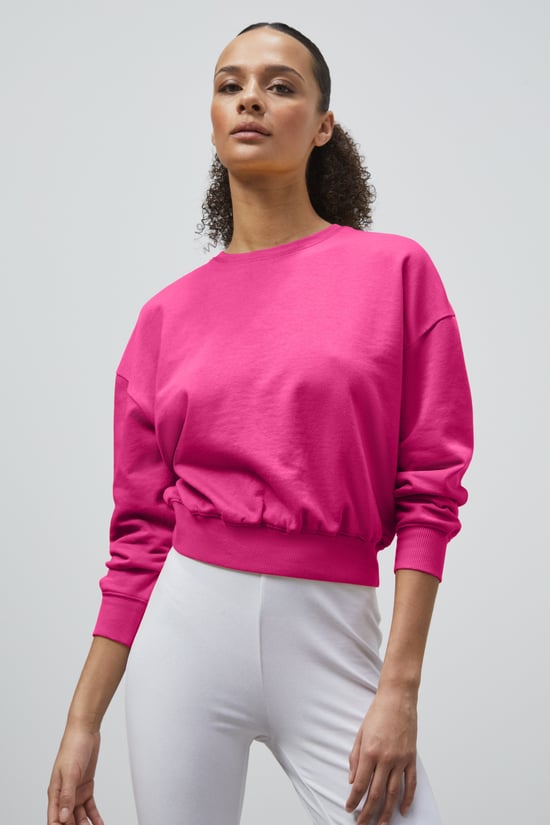 Ribbed Hem Cropped Sweatshirt