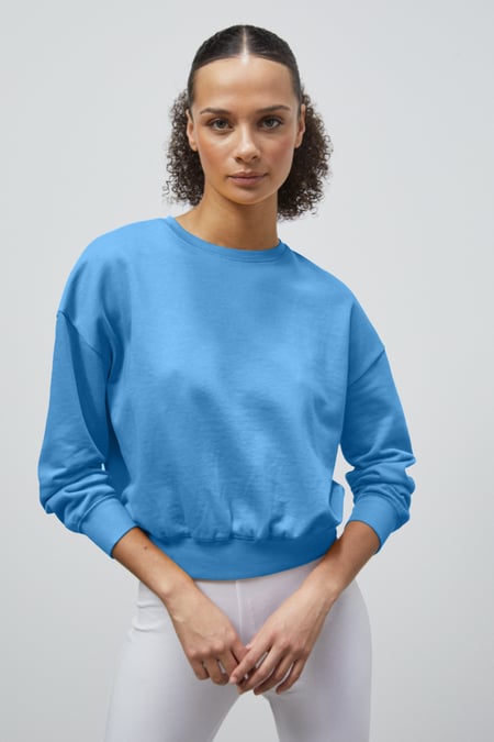 Yellow Ribbed Hem Cropped Sweatshirt