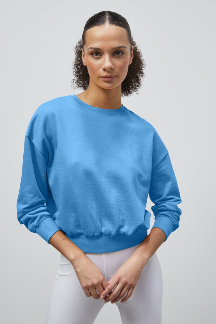 Ribbed Hem Cropped Sweatshirt