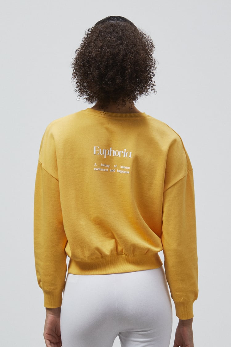 Ribbed Hem Cropped Sweatshirt