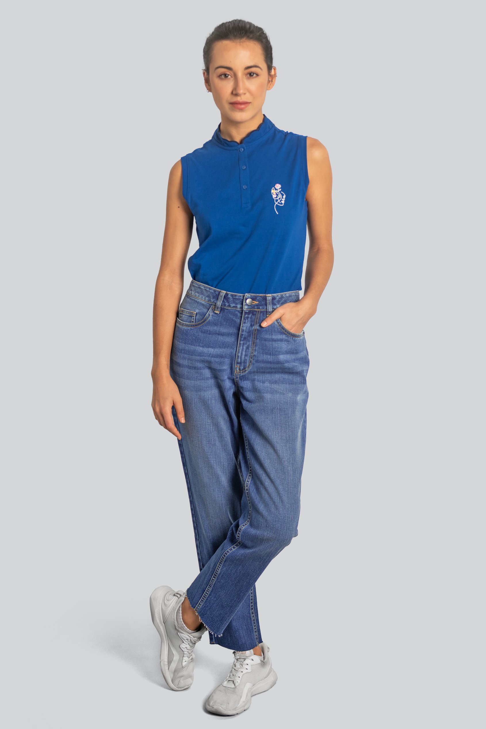 Womens Mom Fit Raw Edge Jeans