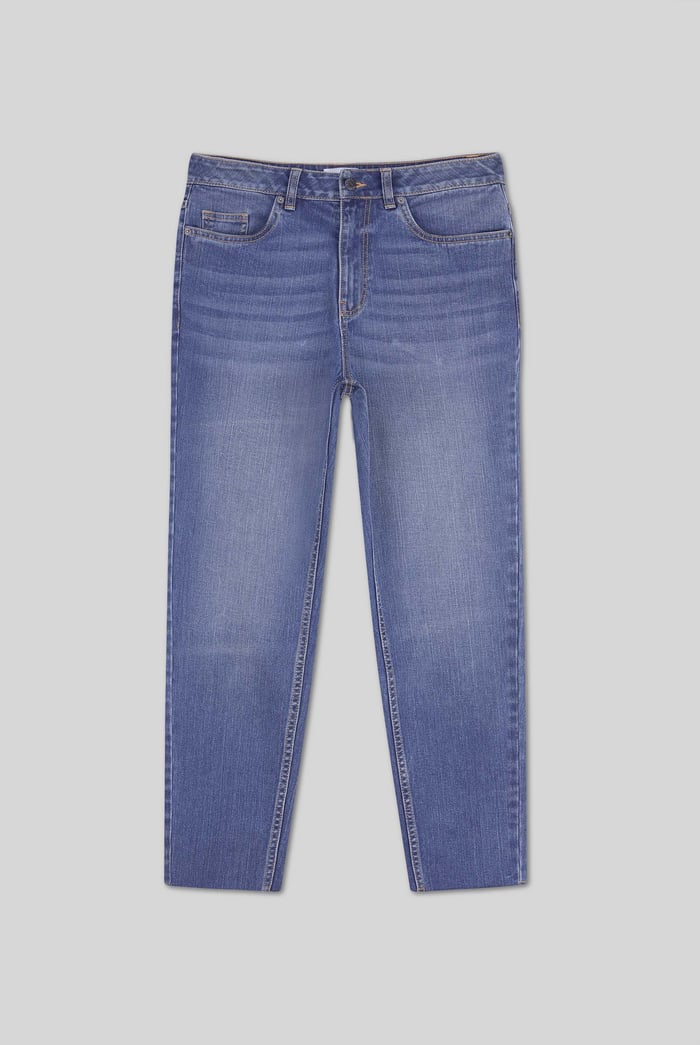 Womens Mom Fit Raw Edge Jeans