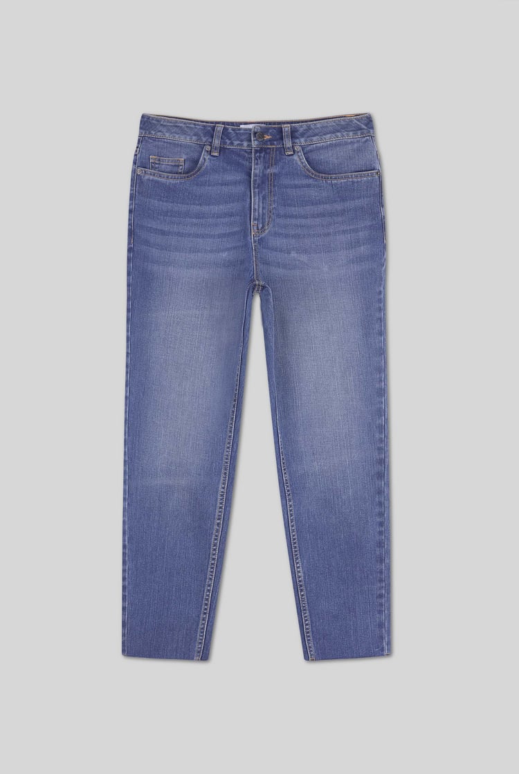 Womens Mom Fit Raw Edge Jeans