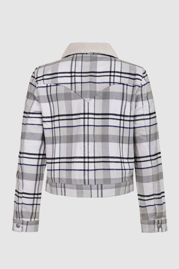 Plaid Check Borg Collar Shacket