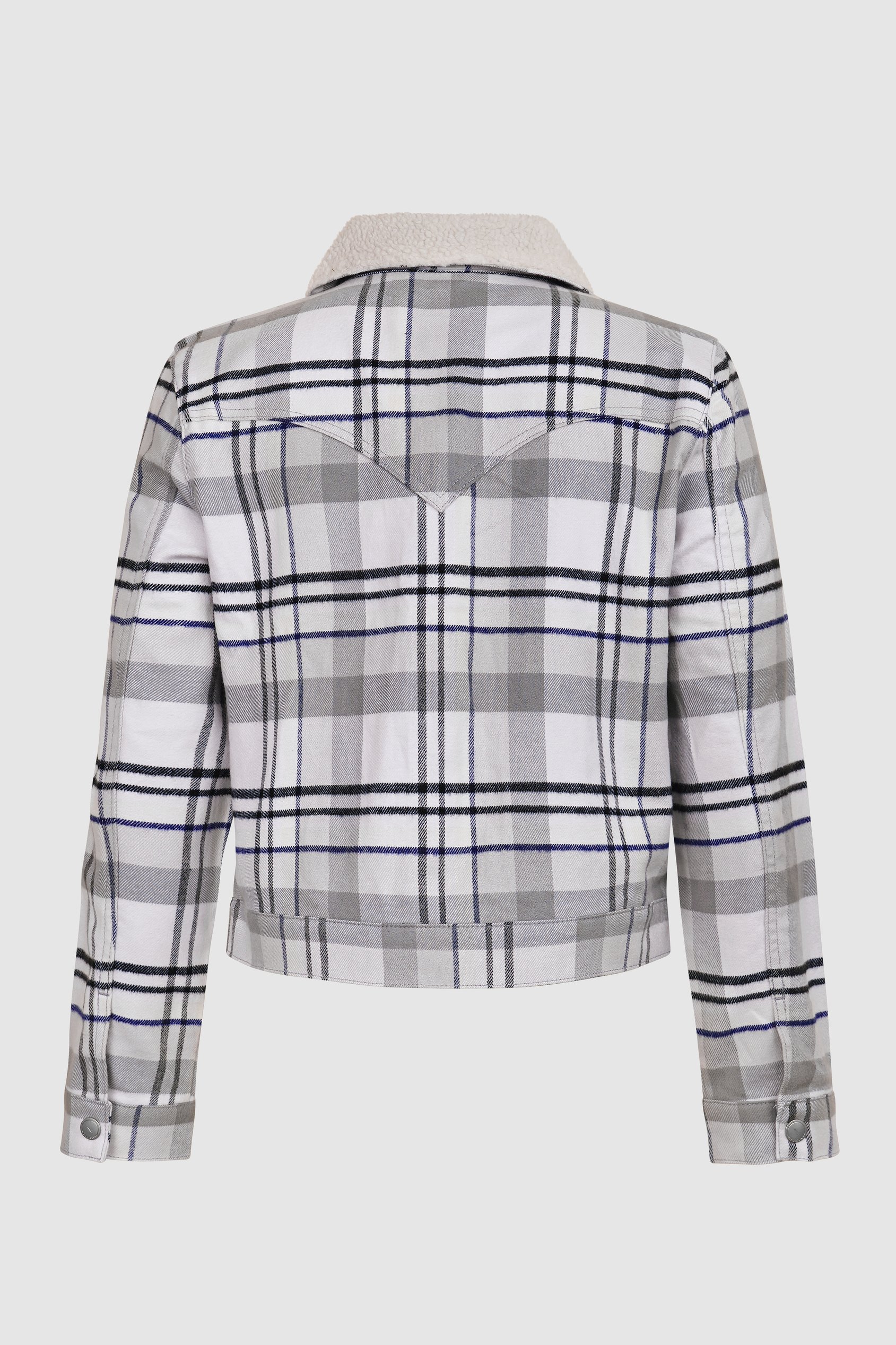 Plaid Check Borg Collar Shacket