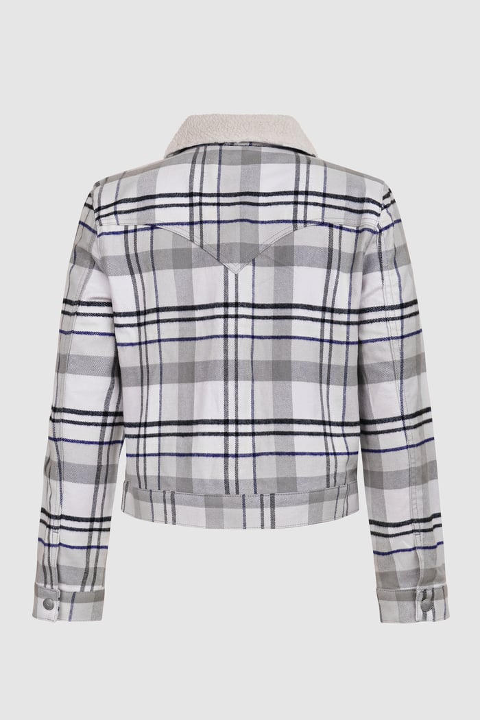 Plaid Check Borg Collar Shacket