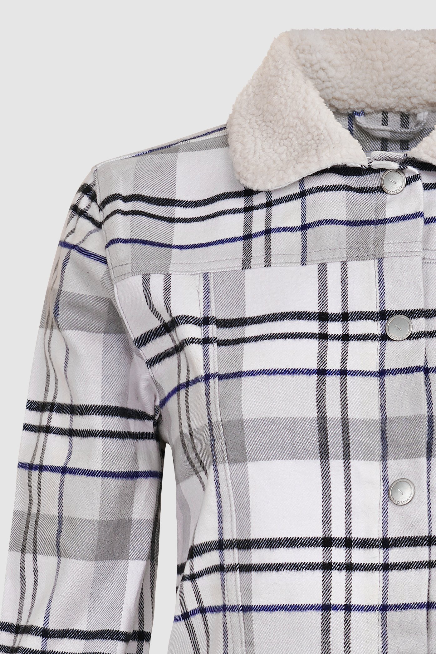 Plaid Check Borg Collar Shacket
