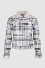 Plaid Check Borg Collar Shacket