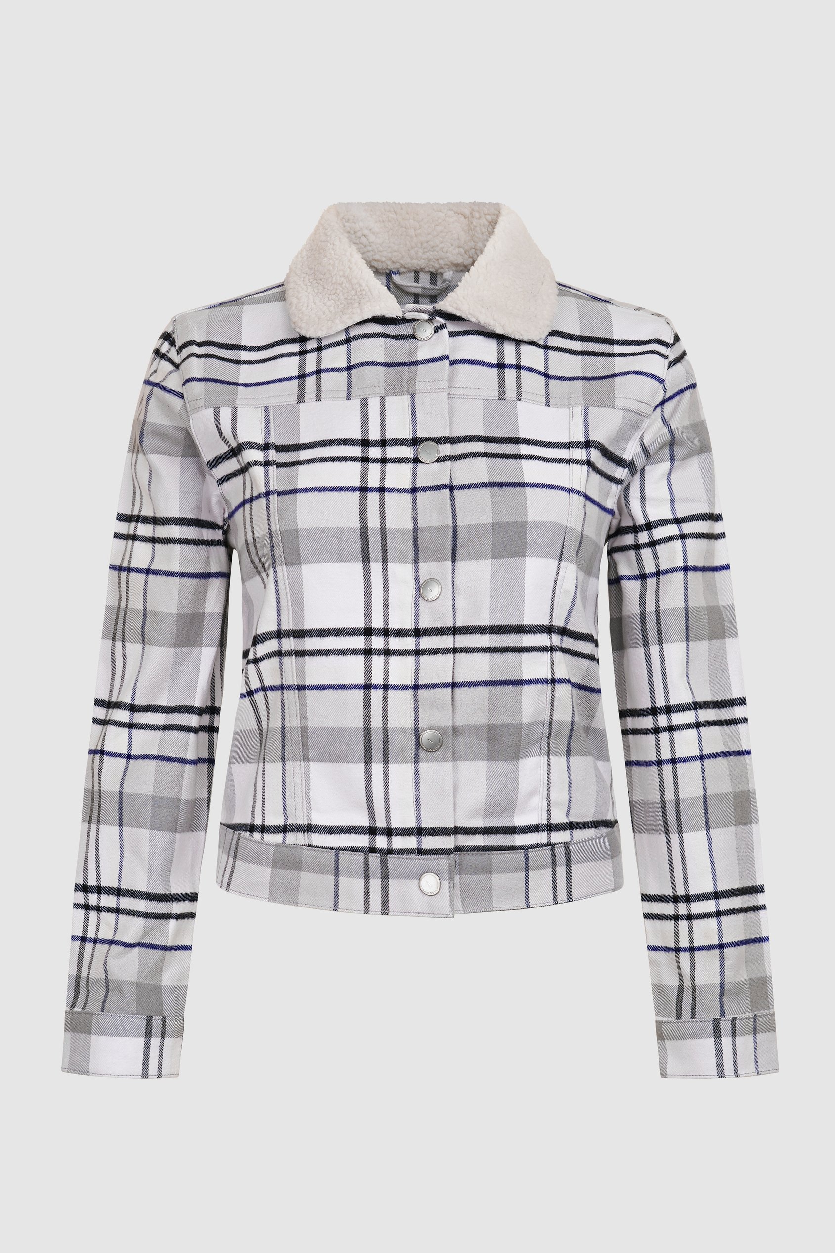 Plaid Check Borg Collar Shacket