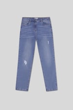 Straight Fit High Rise Ripped Jeans