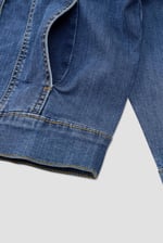 Puff Sleeve Denim Mid Wash Jacket