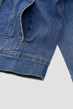 Puff Sleeve Denim Mid Wash Jacket