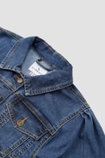 Puff Sleeve Denim Mid Wash Jacket