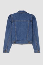 Puff Sleeve Denim Mid Wash Jacket