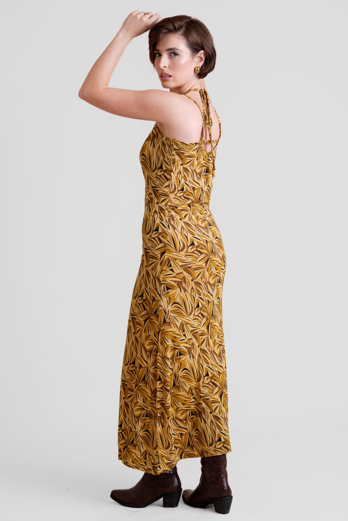 Leaf Floral Strappy Cami Slip Dress