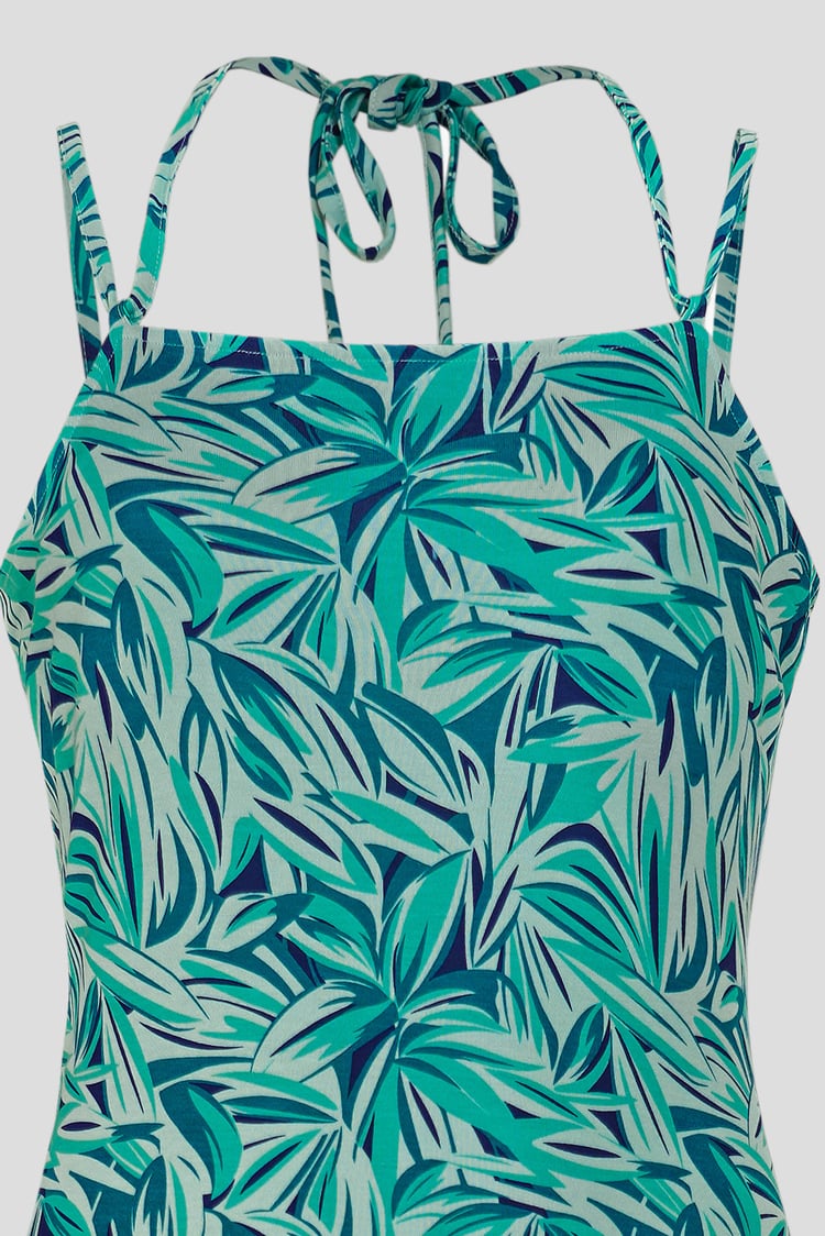 Leaf Floral Strappy Cami Slip Dress