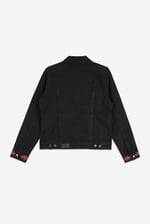 Classic Black Denim Jacket With Sleeve Embroidery