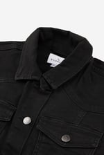 Classic Black Denim Jacket With Sleeve Embroidery