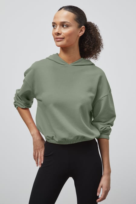 Green Jersey Hoodie With Elastic Waistband