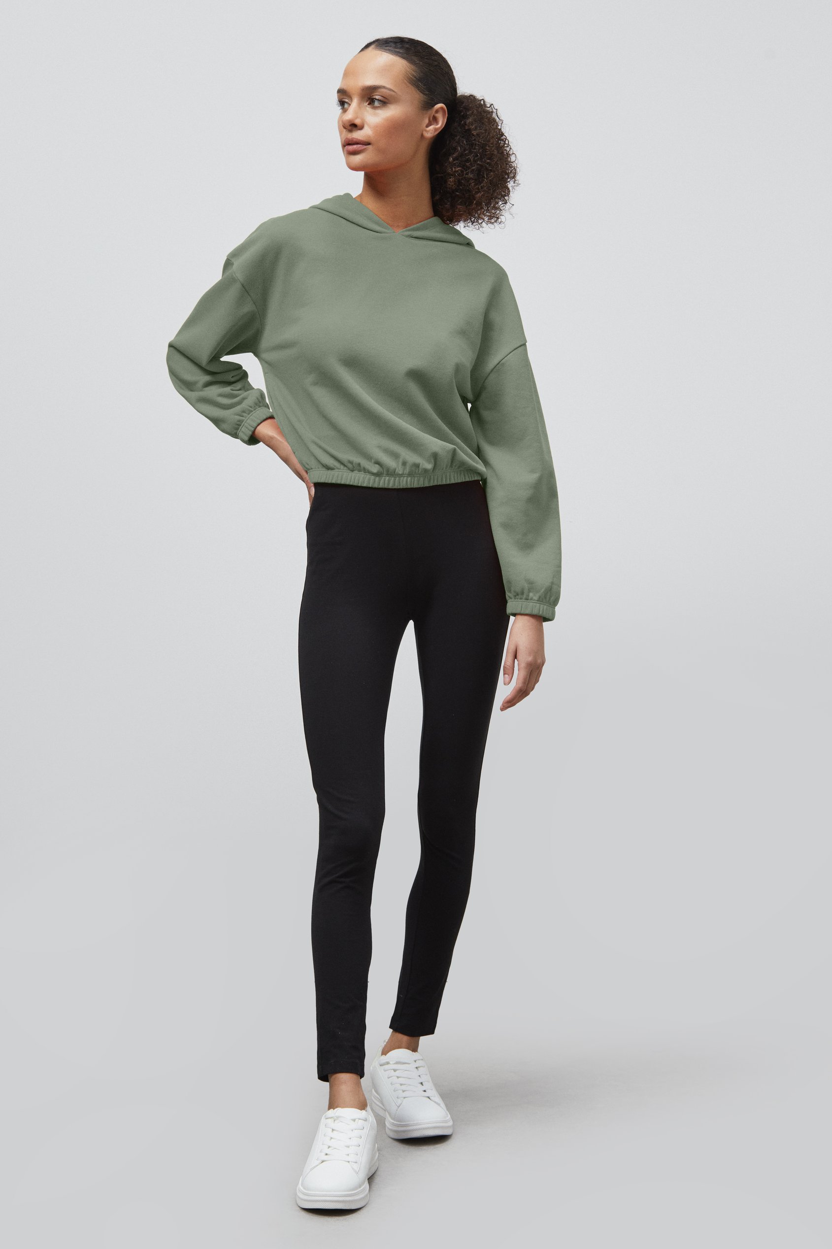 Jersey Hoodie With Elastic Waistband