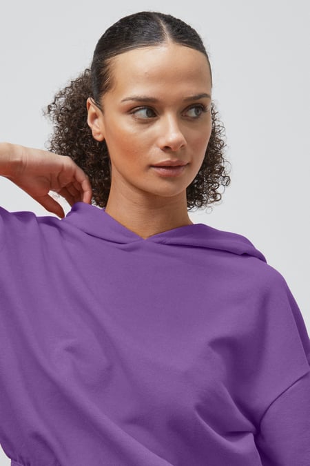 Purple Jersey Hoodie With Elastic Waistband