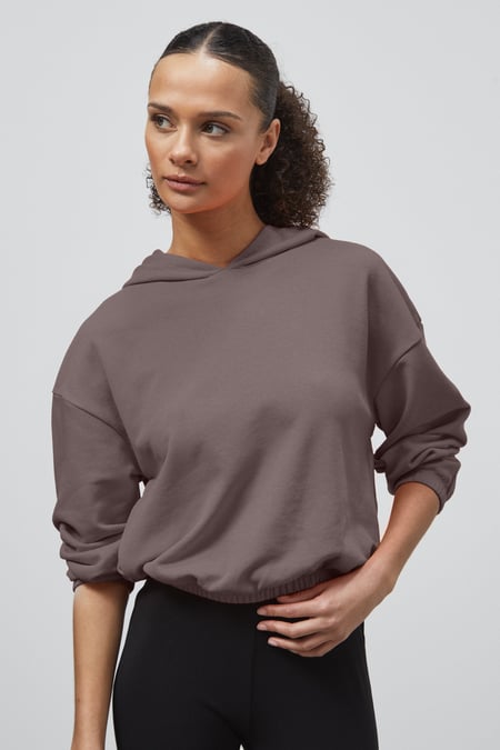 Orange Jersey Hoodie With Elastic Waistband